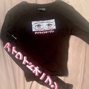 Alab zumiez Freckle Anime Eyes Black Crop Long Sleeve T-Shirt